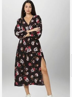 gap floral mesh dress NEW Gap Print Mesh Maxi Dress Brown Floral T MEDIUM sheer dressy